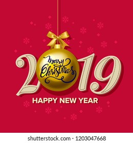 Merry Christmas background design. Vector logo, typography. Usable as banner, greeting card, gift package etc.