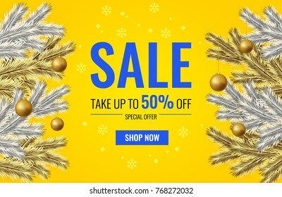 Merry Christmas background design. Vector logo, typography. Usable as banner, greeting card, gift package, etc.