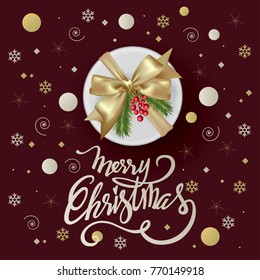 Merry Christmas background design. Vector logo, typography. Usable as banner, greeting card, gift package etc.