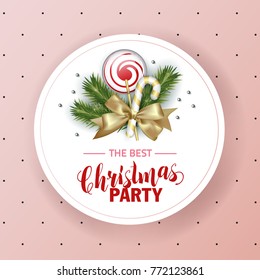 Merry Christmas background design. Vector logo, typography. Usable as banner, greeting card, gift package etc.
