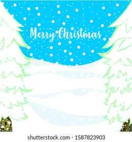 Merry Christmas Background Design in Winter for Theme or Wallpaper