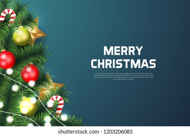 Merry Christmas background with christmas element. Blue Background. Vector illustration