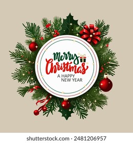 Merry Christmas background with christmas element. Bright Christmas and New Year background. Universal Christmas abstract creative artistic template Vector illustration