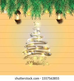 Merry Christmas background with christmas element. Red Background. Vector illustration