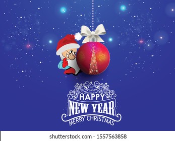 Merry Christmas background with christmas element. Red Background. Vector illustration