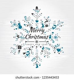 Merry Christmas background with element snowflakes icons banner. Vector illustration