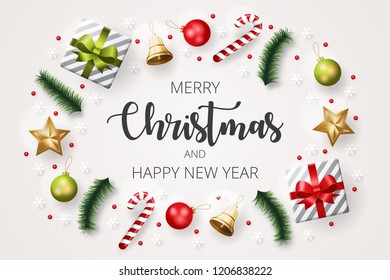 Merry Christmas background with christmas element. Vector illustration