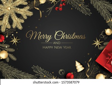 Merry Christmas background with christmas element. Vector illustration