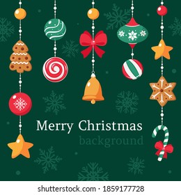 Merry Christmas background. Christmas elements collection. Vector illustration.