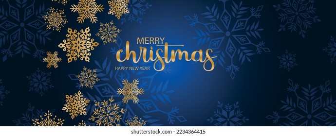 Merry christmas background with frozen snowflake