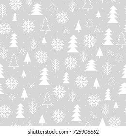  Merry Christmas background. Christmas background. Geometric trees on a grey background. Winter forest background. Seamless pattern for winter and christmas theme. Vector illustration.