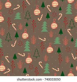 Merry Christmas background. Christmas background. Geometric trees and christmas bell.  Seamless pattern for winter and christmas theme. 