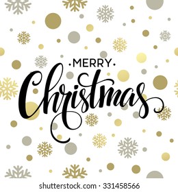 Merry Christmas background. Merry Christmas gold glittering lettering design. Christmas Vector illustration EPS 10