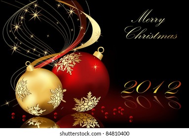 Merry Christmas  background gold and red