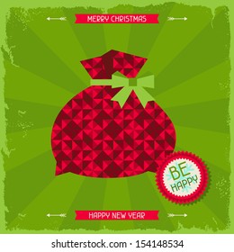 Merry Christmas background in hipster style.