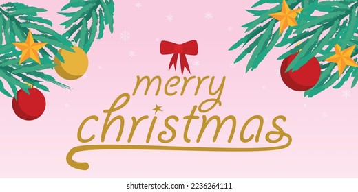 merry Christmas background illustration, pine leaf with decorations background vector EPS10