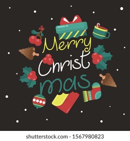Merry christmas background illustration vector. Christmas web banner