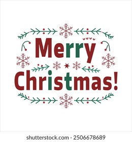 Merry Christmas background. Christmas letters, Vector Snowflakes, balls. Christmas element for web, banners, greeting card, template design. Vector EPS10. Isolated White Background. 
