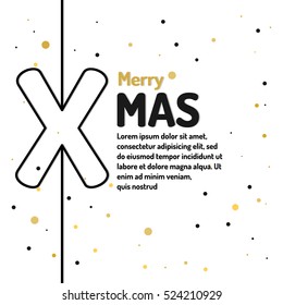 Merry Christmas background in linear minimalistic style tree. Poster holiday 2017 Xmas