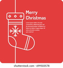 Merry Christmas background in linear minimalistic style. Holiday poster