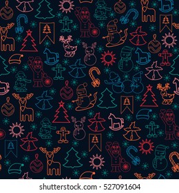 Merry Christmas background and new year pattern silhouettes  Christmas pattern for wrapping paper with Christmas icons The thin line icons.