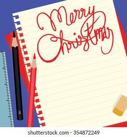Merry Christmas background on note paper