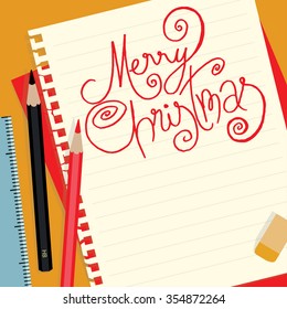 Merry Christmas background on note paper
