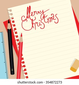 Merry Christmas background on note paper