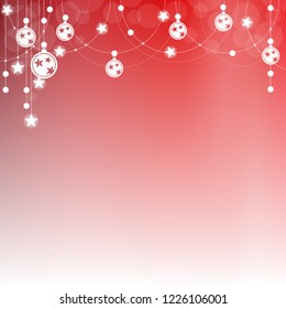 Merry Christmas Background with Ornaments red Background