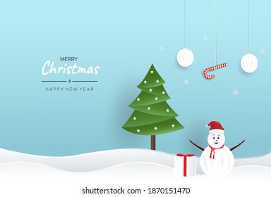 Merry Christmas background in paper style