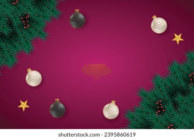 Merry Christmas background with pine branch,christmas ball and christmas element Vector illustration