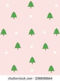 Fondo de navidad de los cerezos, Navidad rosa. Ilustración vectorial.