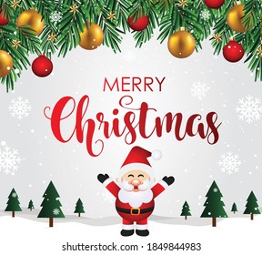 Merry Christmas background. Christmas poster. Christmas background with Santa Claus. Lettering Merry Christmas card vector.