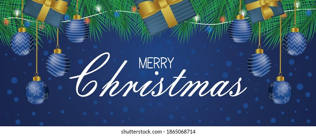 Merry christmas background with realistic presents