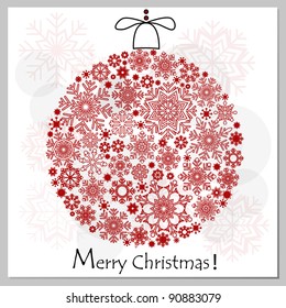 Merry Christmas background with red Christmas ball.