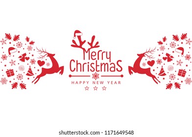 Fröhlicher Weihnachtshintergrund mit Weihnachtsroten Bälle, Schneeflocken auf weißem Hintergrund