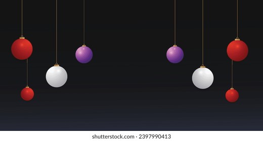  Merry Christmas background with red balls and white balls
