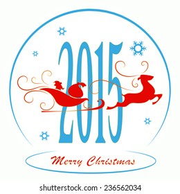 Merry Christmas background, Santa Claus in a sleigh , vector illustration