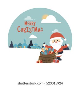 Merry Christmas background  . Santa Claus Cartoon character 