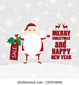 Merry Christmas Background with Santa. Vector Illustration