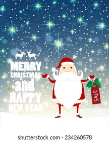 Merry Christmas Background with Santa. Vector Illustration