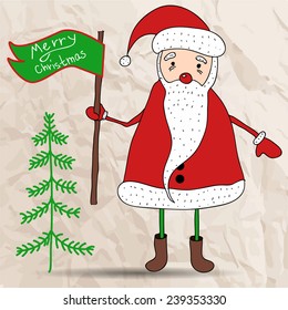 Merry Christmas background with Santa. Vector illustration. EPS