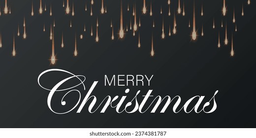 Merry Christmas background. Shimmering golden particles on a dark background. Abstract holiday background