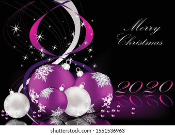 Merry Christmas background silver and violet