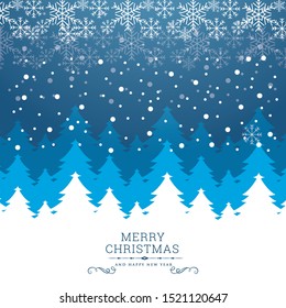 Merry Christmas background with snow with blue background