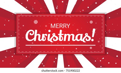 Merry Christmas Background With Snow And Frame With Sunburst Pattern Background. New Year & Celebration Party. Postcard. Wallpaper HD. Vector