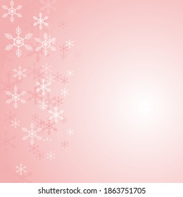 Fröhlicher Weihnachtshintergrund, Weihnachtsschnee hellrosa Hintergrund-Textur für die Feiertage, Vektorgrafik.