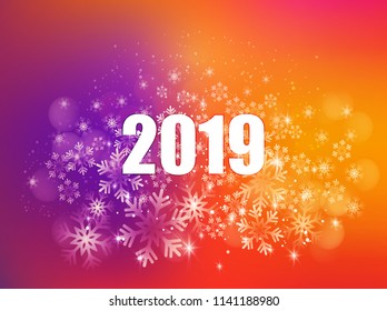 Merry Christmas Background with Snow and Lights. Vector illustration