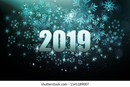 Merry Christmas Background with Snow and Lights. Vector illustration