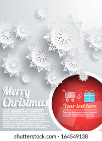 Merry Christmas Background with Snowflake and Ball